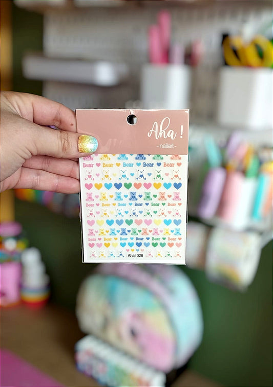 Stickers ongles Ours arc en ciel